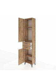 Arges Dolap 3 Raflı 2 Çekmeceli Tek Askılı 44x30x221 Çam-Çam