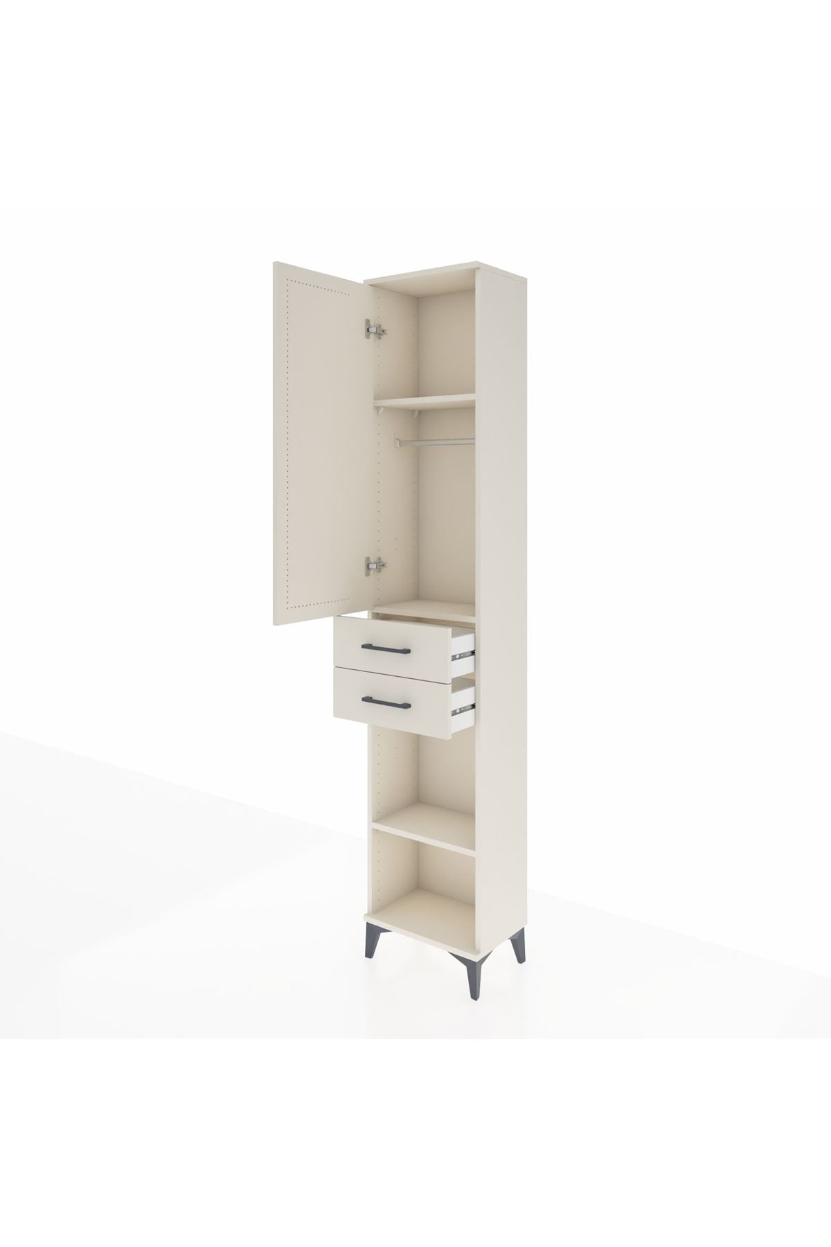 Arges Dolap 3 Raflı 2 Çekmeceli Tek Askılı 44x30x221 Aytaşı-Aytaşı