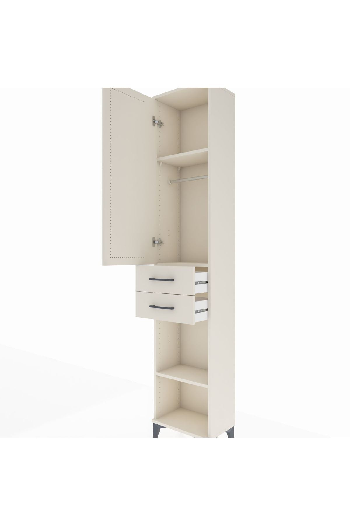 Arges Dolap 3 Raflı 2 Çekmeceli Tek Askılı 44x30x221 Aytaşı-Aytaşı