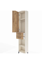 Arges Dolap 3 Raflı 2 Çekmeceli Tek Askılı 44x30x221 Aytaşı-Çam