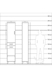 Arges Dolap 3 Raflı 2 Çekmeceli Tek Askılı 44x30x221 Çam-Aytaşı