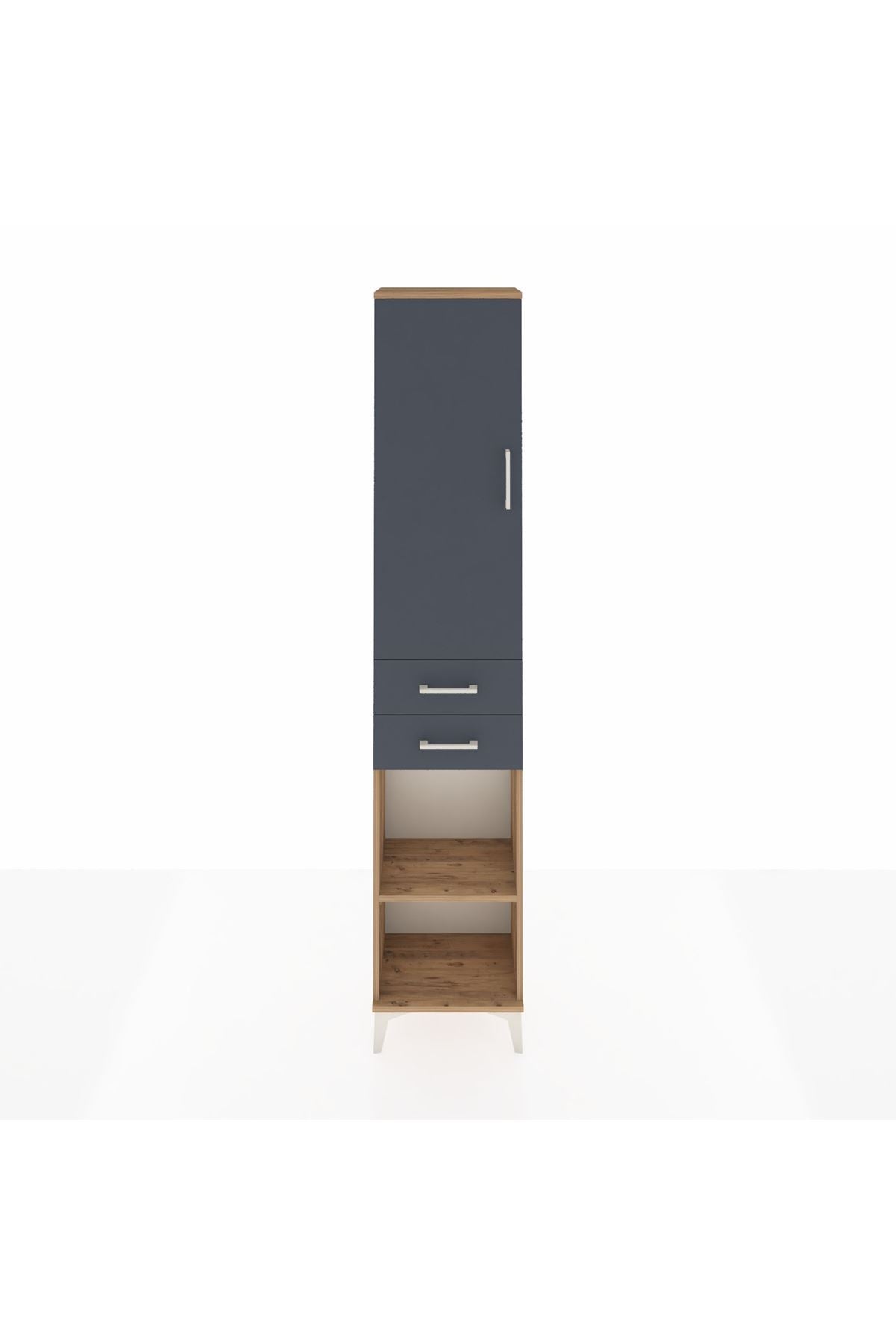 Arges Dolap 3 Raflı 2 Çekmeceli Tek Askılı 44x30x221 Çam-Antrasit