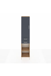 Arges Dolap 3 Raflı 2 Çekmeceli Tek Askılı 44x30x221 Çam-Antrasit