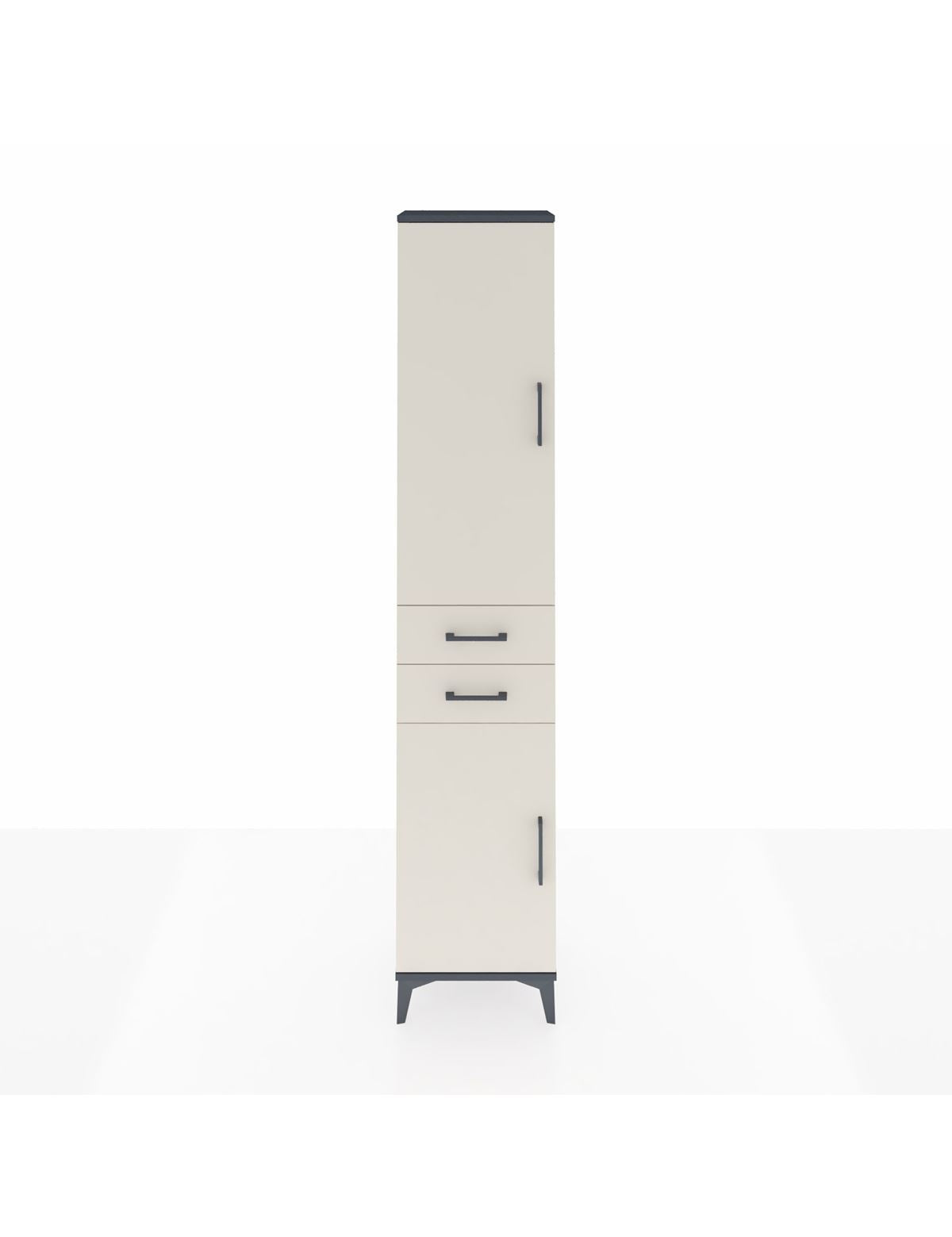 Arges Dolap 4 Raflı 2 Çekmeceli 2 Kapaklı 44x30x221 Antrasit-Aytaşı