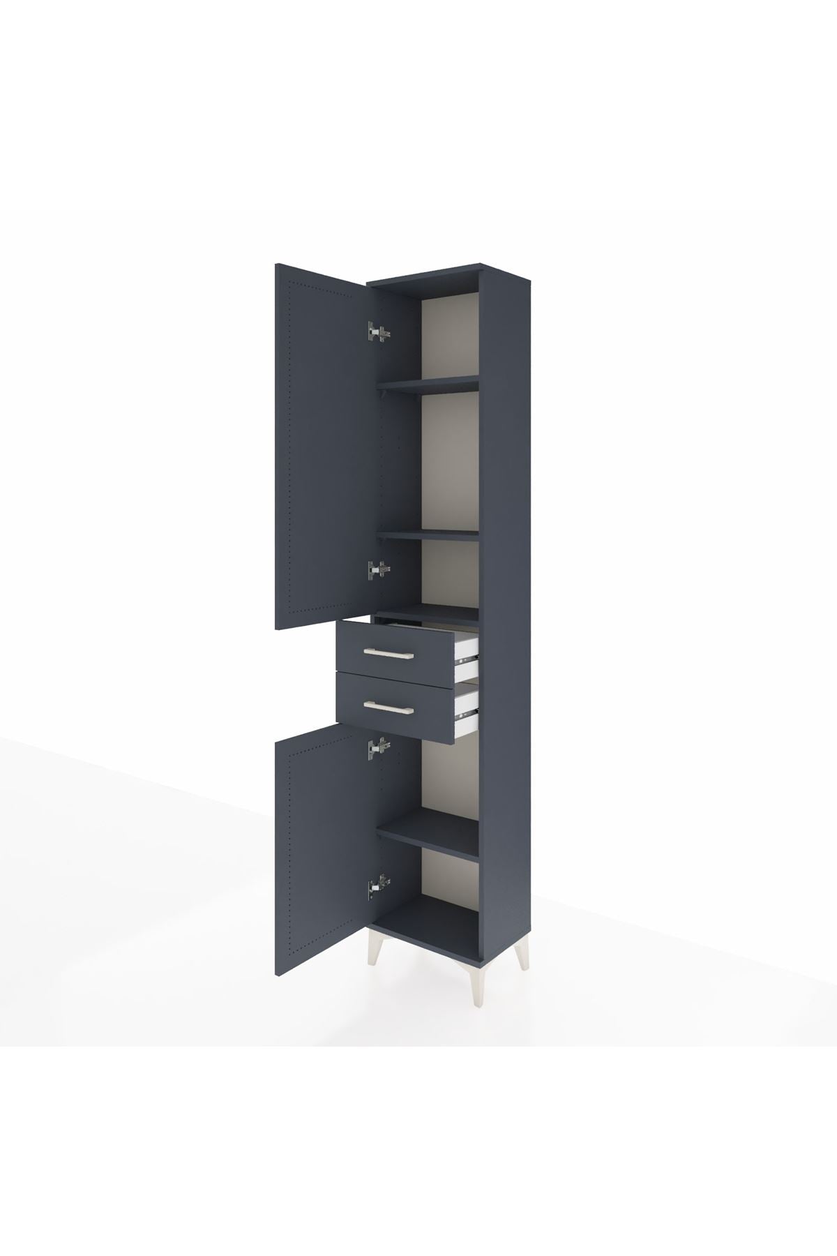 Arges Dolap 4 Raflı 2 Çekmeceli 2 Kapaklı 44x30x221 Antrasit-Antrasit