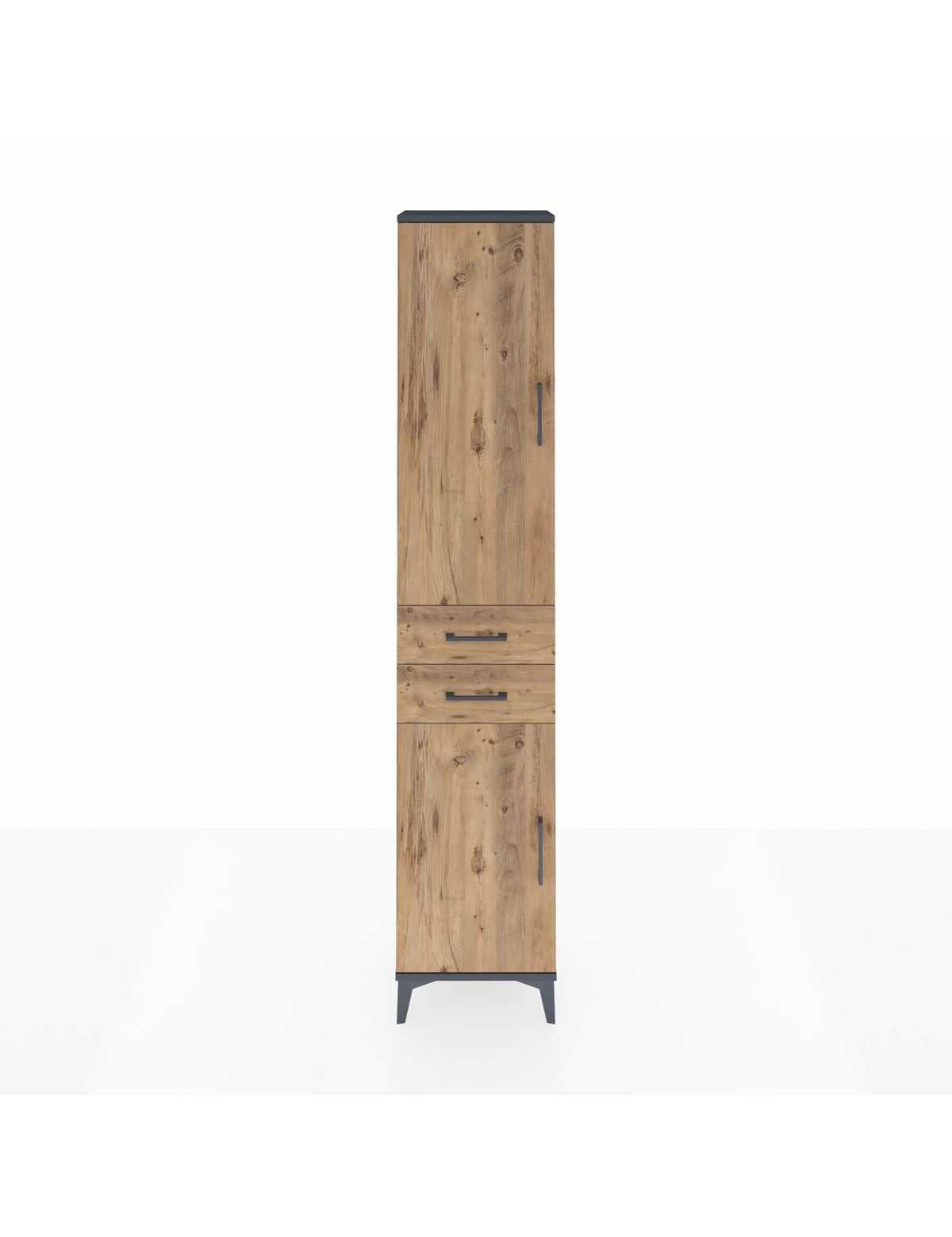 Arges Dolap 4 Raflı 2 Çekmeceli 2 Kapaklı 44x30x221 Antrasit-Çam