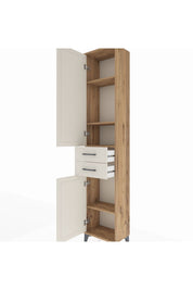 Arges Dolap 4 Raflı 2 Çekmeceli 2 Kapaklı 44x30x221 Çam-Aytaşı