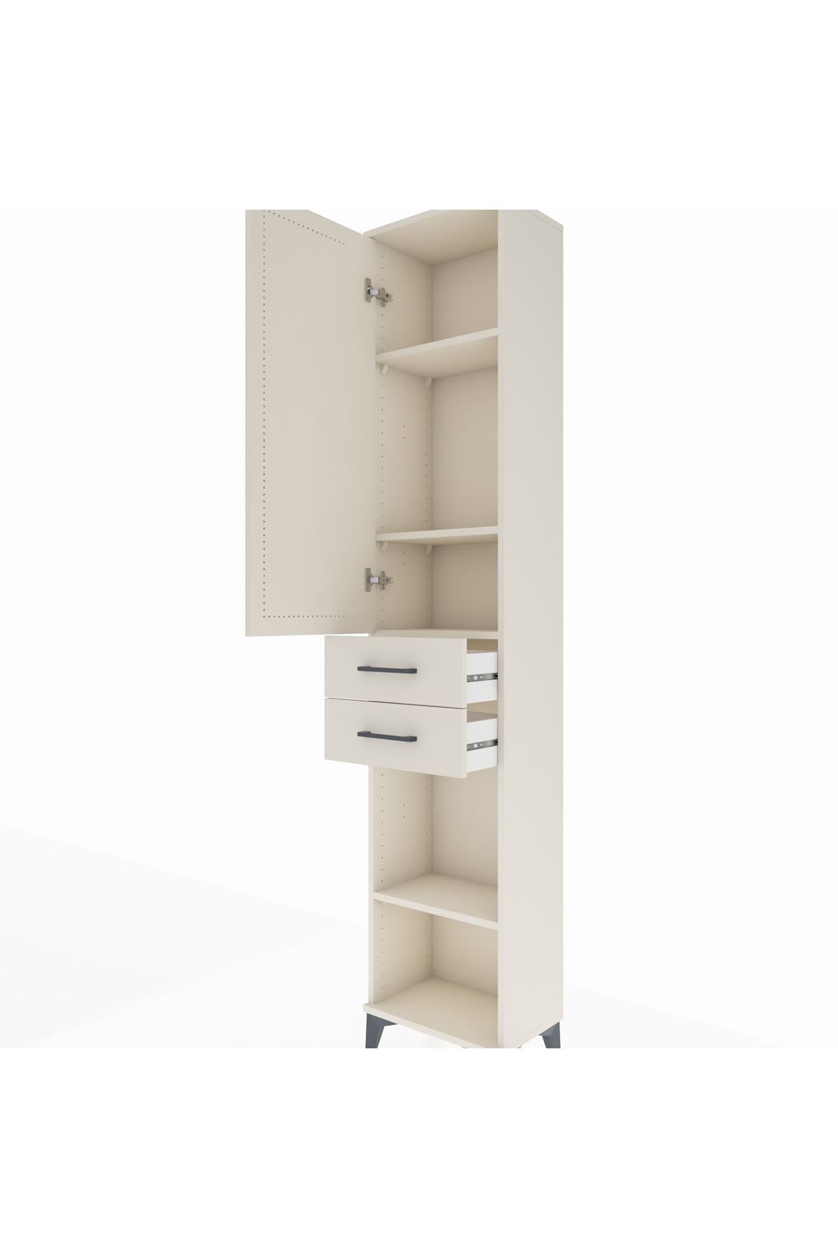 Arges Dolap 4 Raflı 2 Çekmeceli Tek Kapaklı 44x30x221 Aytaşı-Aytaşı