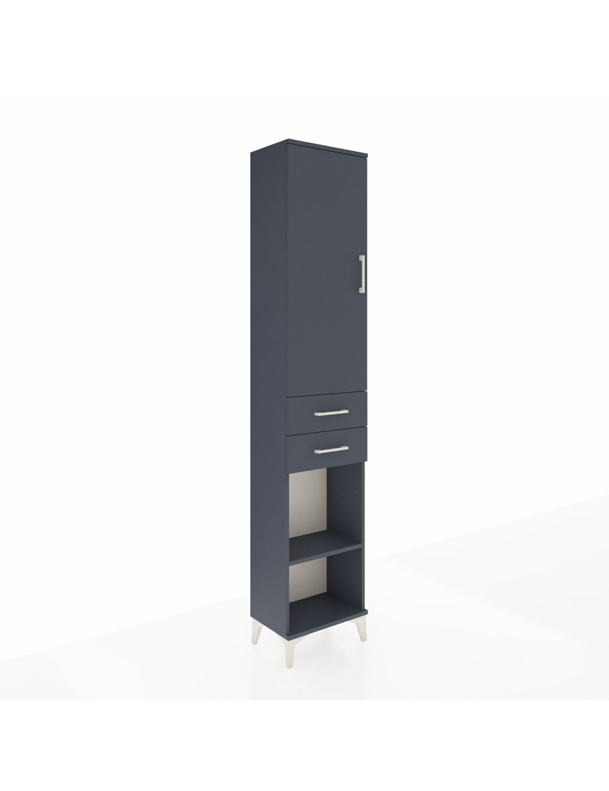 Arges Dolap 4 Raflı 2 Çekmeceli Tek Kapaklı 44x30x221 Antrasit-Antrasit