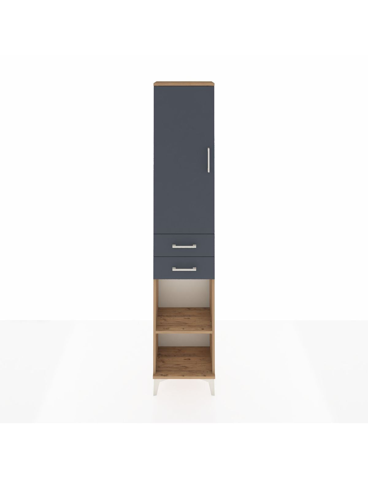 Arges Dolap 4 Raflı 2 Çekmeceli Tek Kapaklı 44x30x221 Çam-Antrasit