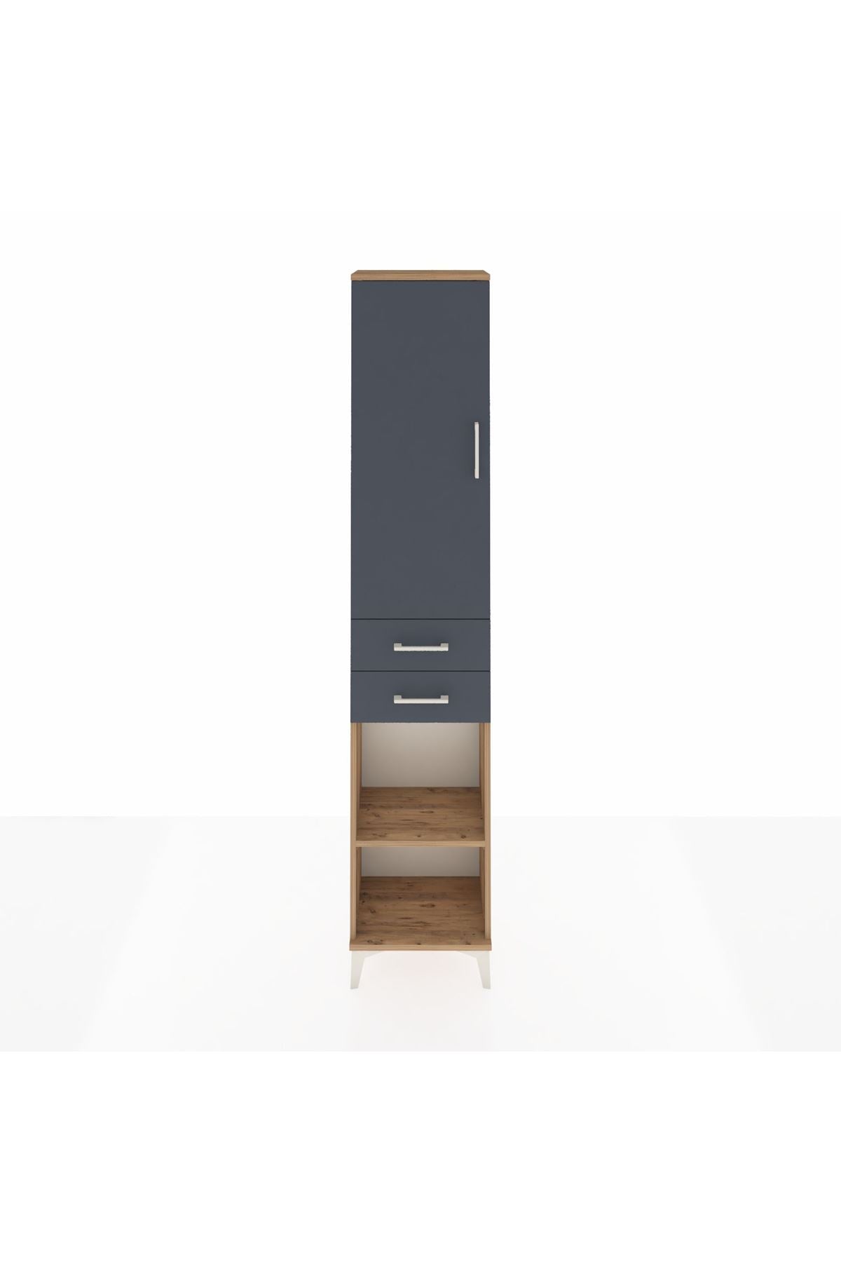 Arges Dolap 4 Raflı 2 Çekmeceli Tek Kapaklı 44x30x221 Çam-Antrasit