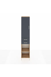 Arges Dolap 4 Raflı 2 Çekmeceli Tek Kapaklı 44x30x221 Çam-Antrasit