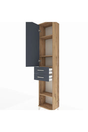 Arges Dolap 4 Raflı 2 Çekmeceli Tek Kapaklı 44x30x221 Çam-Antrasit