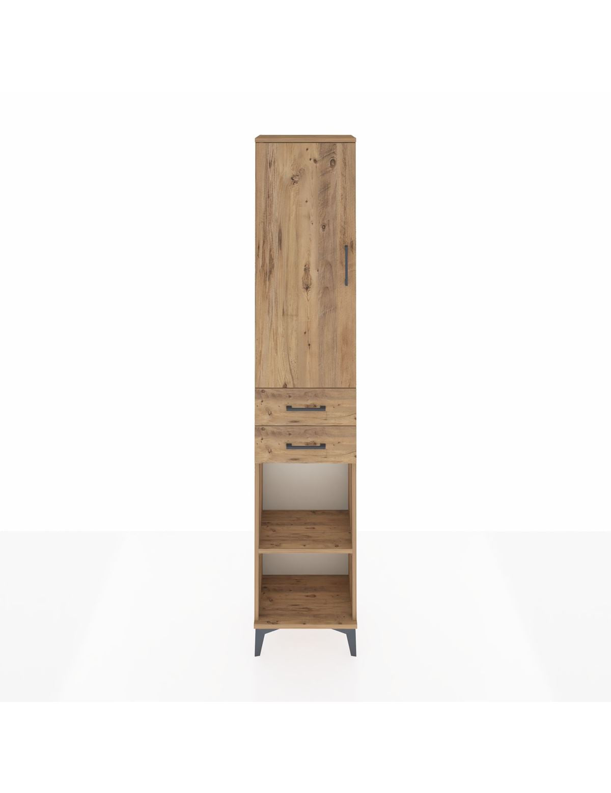 Arges Dolap 4 Raflı 2 Çekmeceli Tek Kapaklı 44x30x221 Çam-Çam