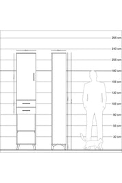 Arges Dolap 4 Raflı 2 Çekmeceli Tek Kapaklı 44x30x221 Çam-Çam