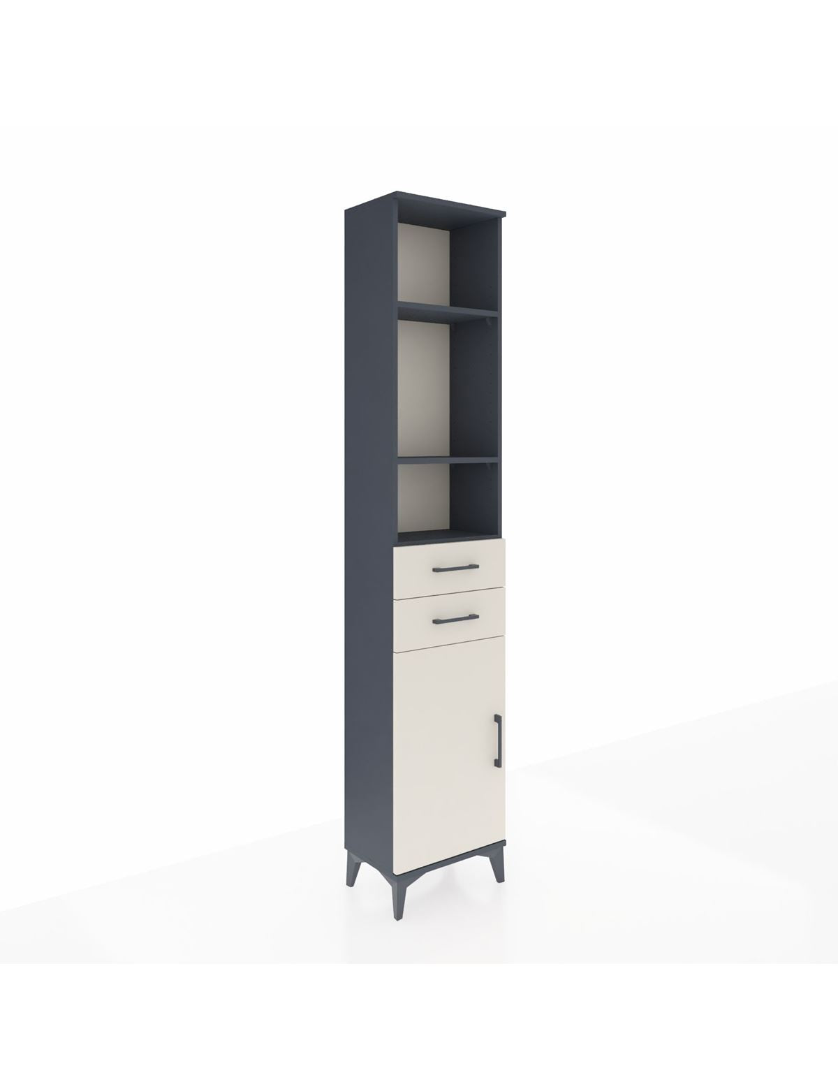 Arges Dolap 4 Raflı 2 Çekmeceli Tek Kapaklı 44x30x221 Antrasit-Aytaşı