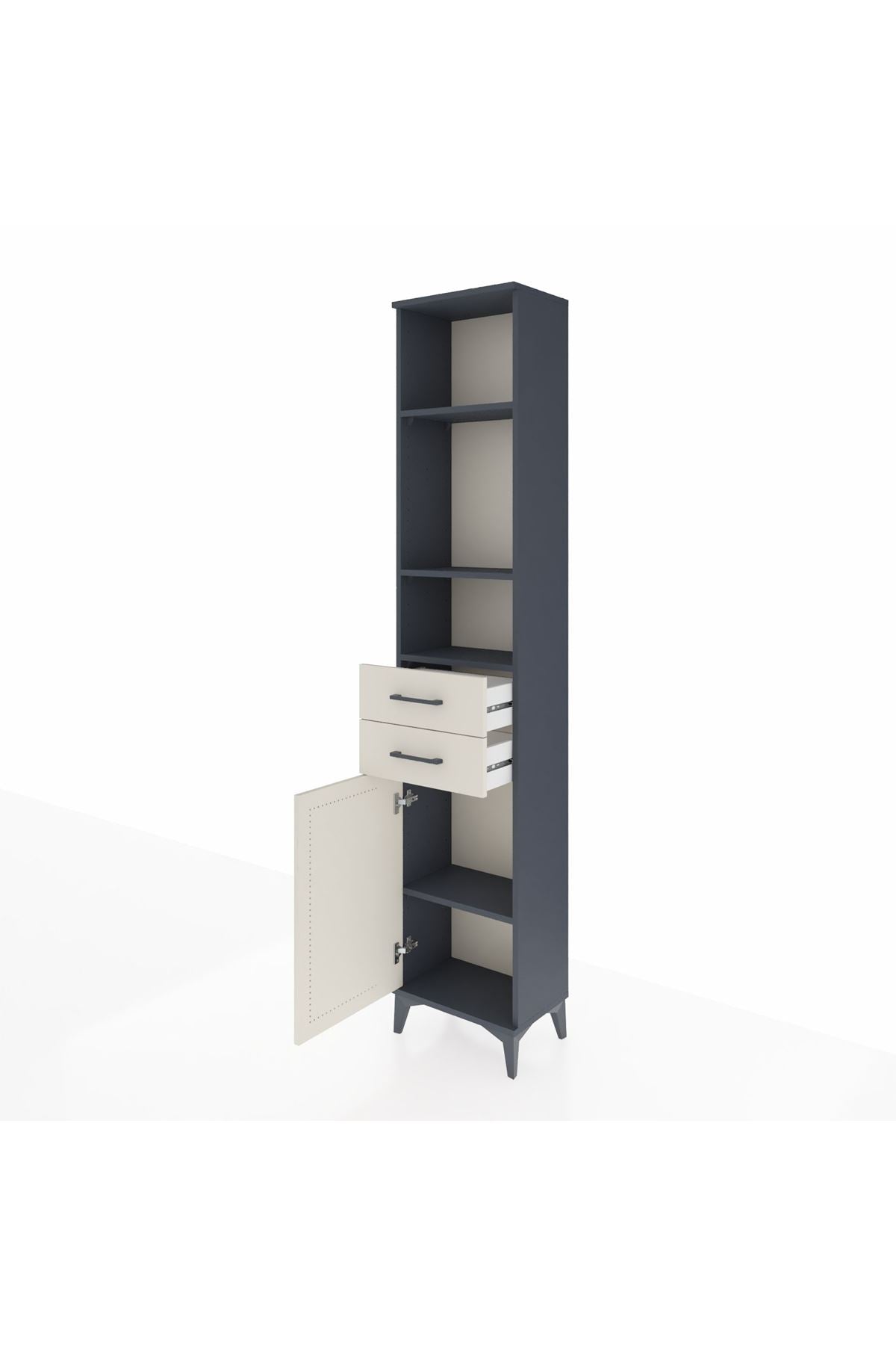 Arges Dolap 4 Raflı 2 Çekmeceli Tek Kapaklı 44x30x221 Antrasit-Aytaşı