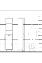 Arges Dolap 4 Raflı 2 Çekmeceli Tek Kapaklı 44x30x221 Antrasit-Aytaşı