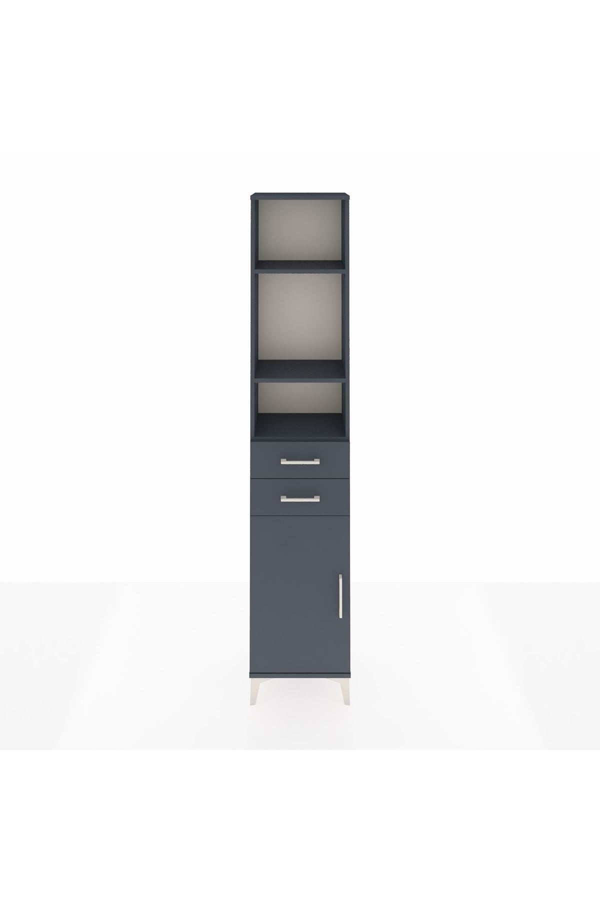 Arges Dolap 4 Raflı 2 Çekmeceli Tek Kapaklı 44x30x221 Antrasit-Antrasit