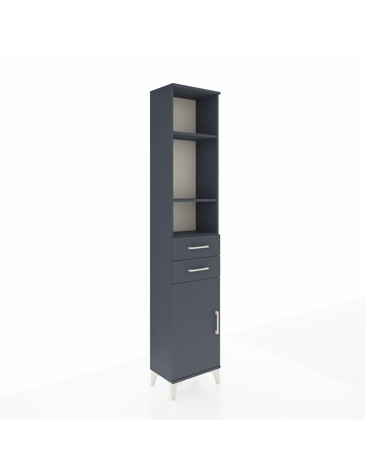 Arges Dolap 4 Raflı 2 Çekmeceli Tek Kapaklı 44x30x221 Antrasit-Antrasit