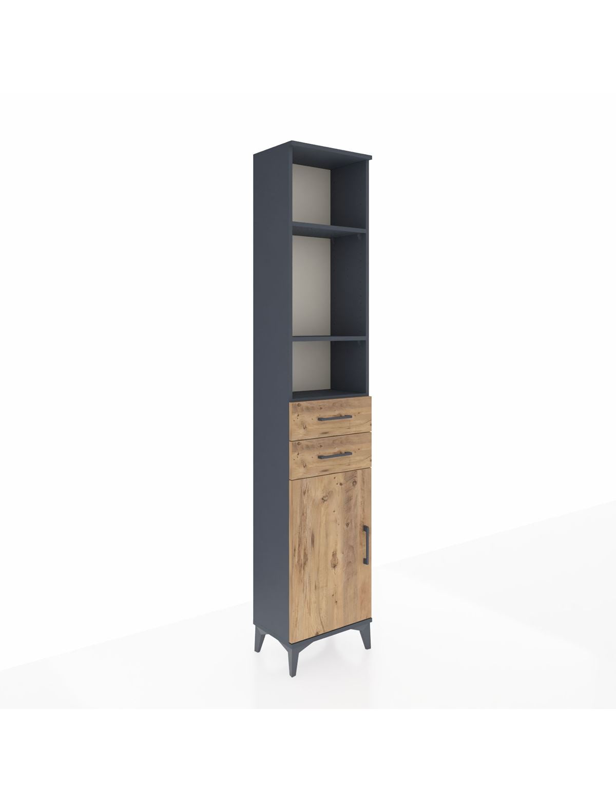 Arges Dolap 4 Raflı 2 Çekmeceli Tek Kapaklı 44x30x221 Antrasit-Çam