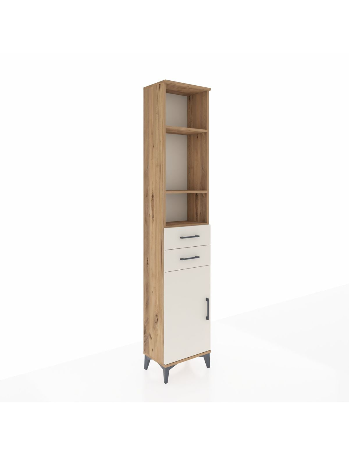 Arges Dolap 4 Raflı 2 Çekmeceli Tek Kapaklı 44x30x221 Çam-Aytaşı