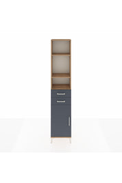 Arges Dolap 4 Raflı 2 Çekmeceli Tek Kapaklı 44x30x221 Çam-Antrasit