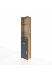 Arges Dolap 4 Raflı 2 Çekmeceli Tek Kapaklı 44x30x221 Çam-Antrasit