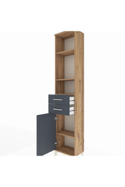 Arges Dolap 4 Raflı 2 Çekmeceli Tek Kapaklı 44x30x221 Çam-Antrasit