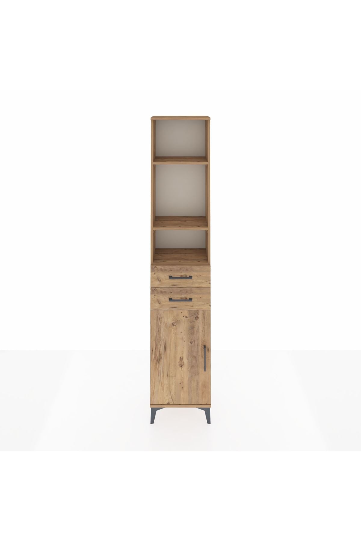 Arges Dolap 4 Raflı 2 Çekmeceli Tek Kapaklı 44x30x221 Çam-Çam