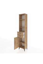 Arges Dolap 4 Raflı 2 Çekmeceli Tek Kapaklı 44x30x221 Çam-Çam