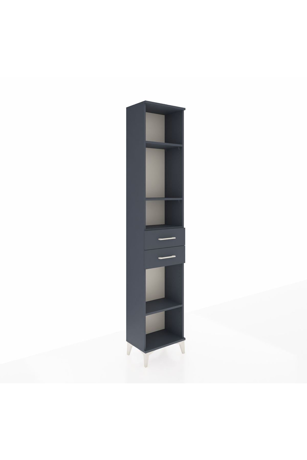 Arges Dolap 4 Raflı 2 Çekmeceli 44x30x221 Antrasit-Antrasit