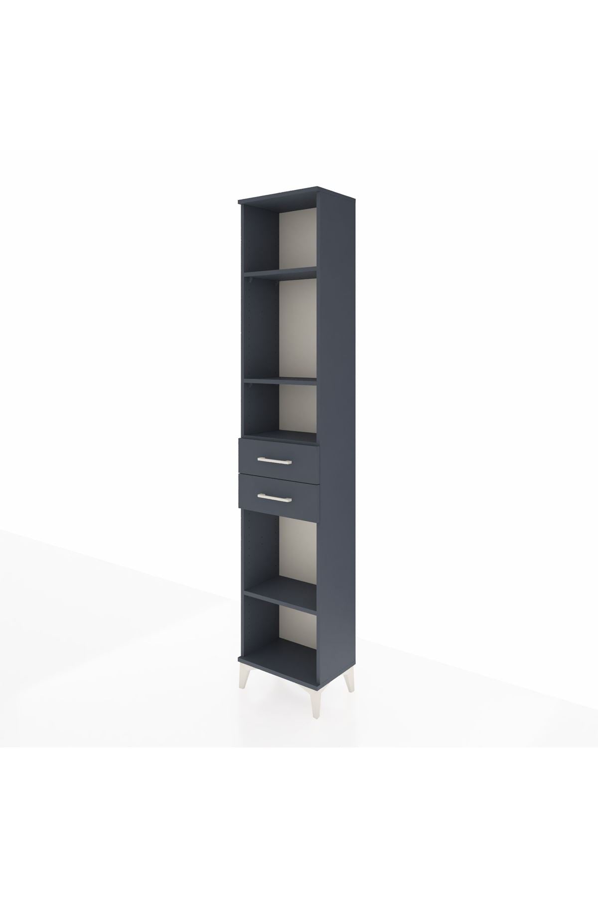 Arges Dolap 4 Raflı 2 Çekmeceli 44x30x221 Antrasit-Antrasit