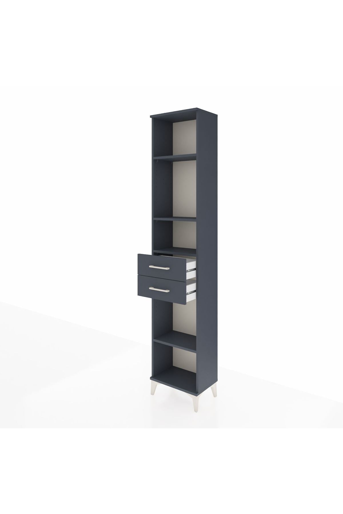 Arges Dolap 4 Raflı 2 Çekmeceli 44x30x221 Antrasit-Antrasit