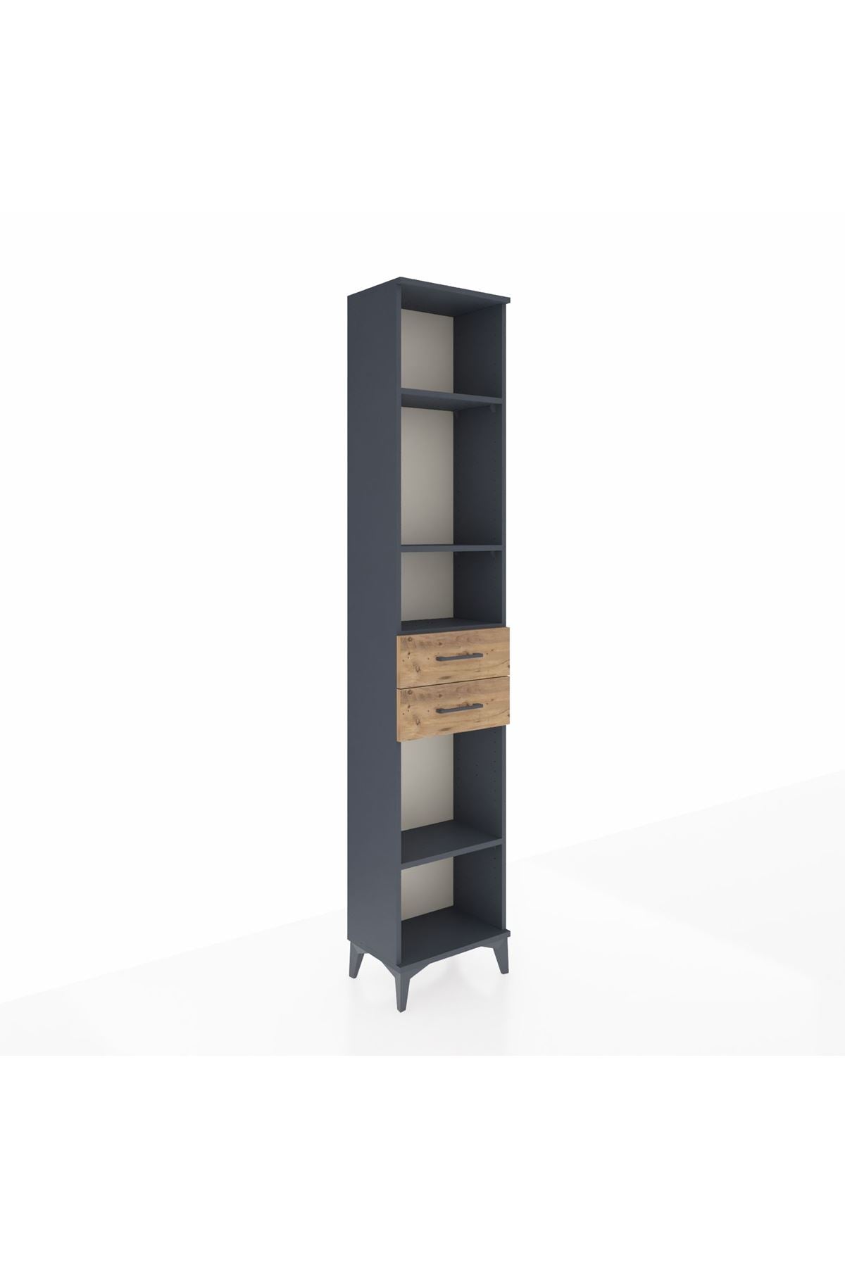 Arges Dolap 4 Raflı 2 Çekmeceli 44x30x221 Antrasit-Çam