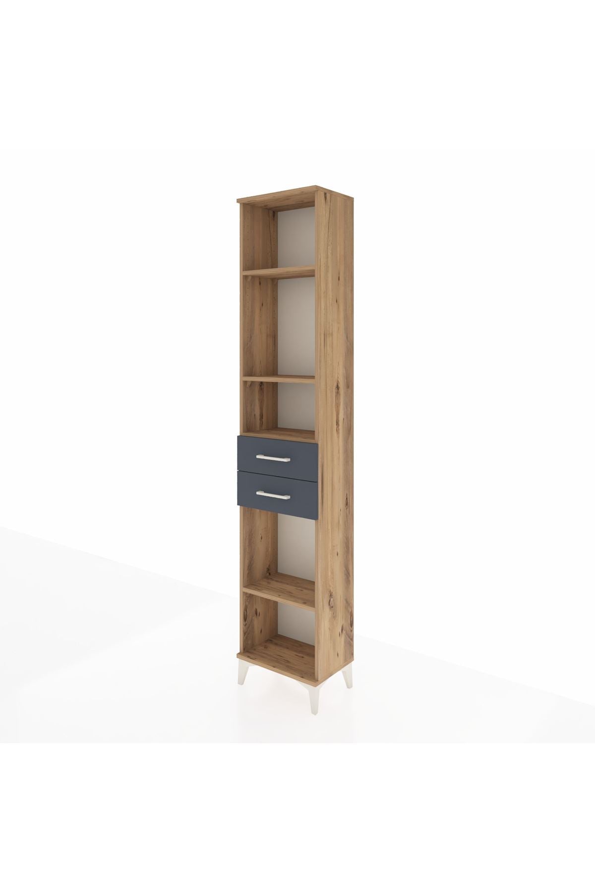 Arges Dolap 4 Raflı 2 Çekmeceli 44x30x221 Çam-Antrasit