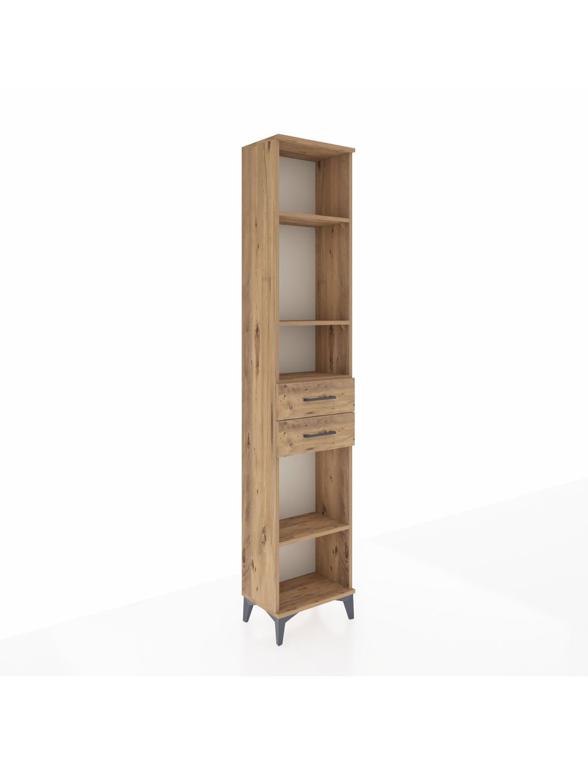 Arges Dolap 4 Raflı 2 Çekmeceli 44x30x221 Çam-Çam