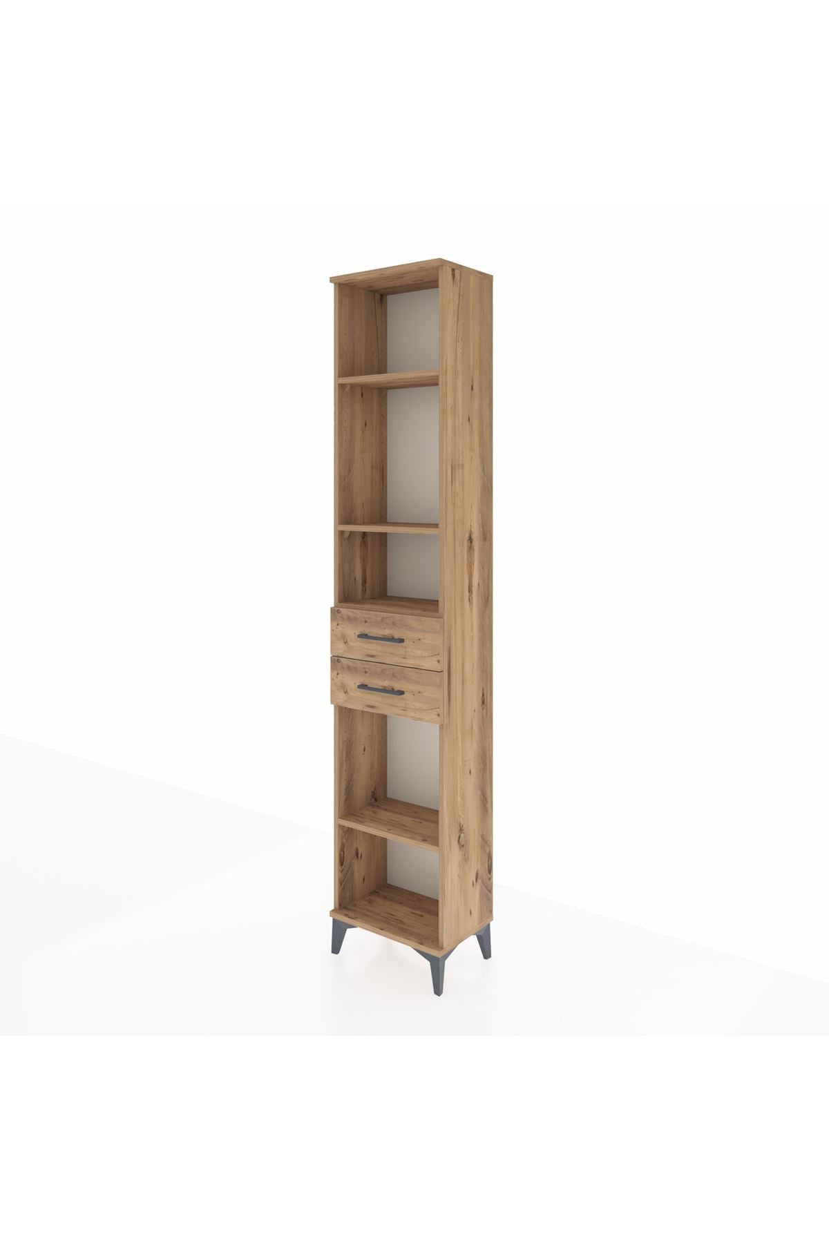 Arges Dolap 4 Raflı 2 Çekmeceli 44x30x221 Çam-Çam