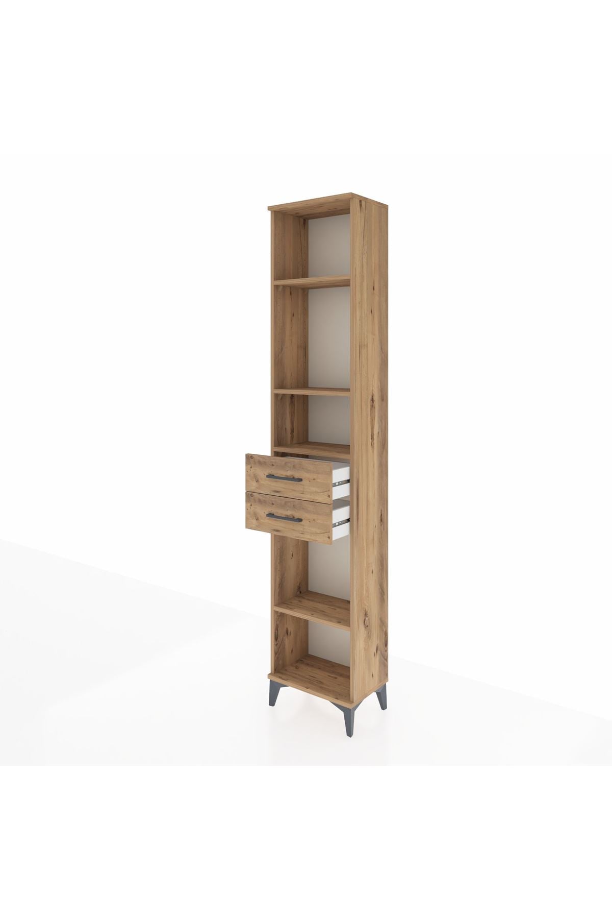 Arges Dolap 4 Raflı 2 Çekmeceli 44x30x221 Çam-Çam