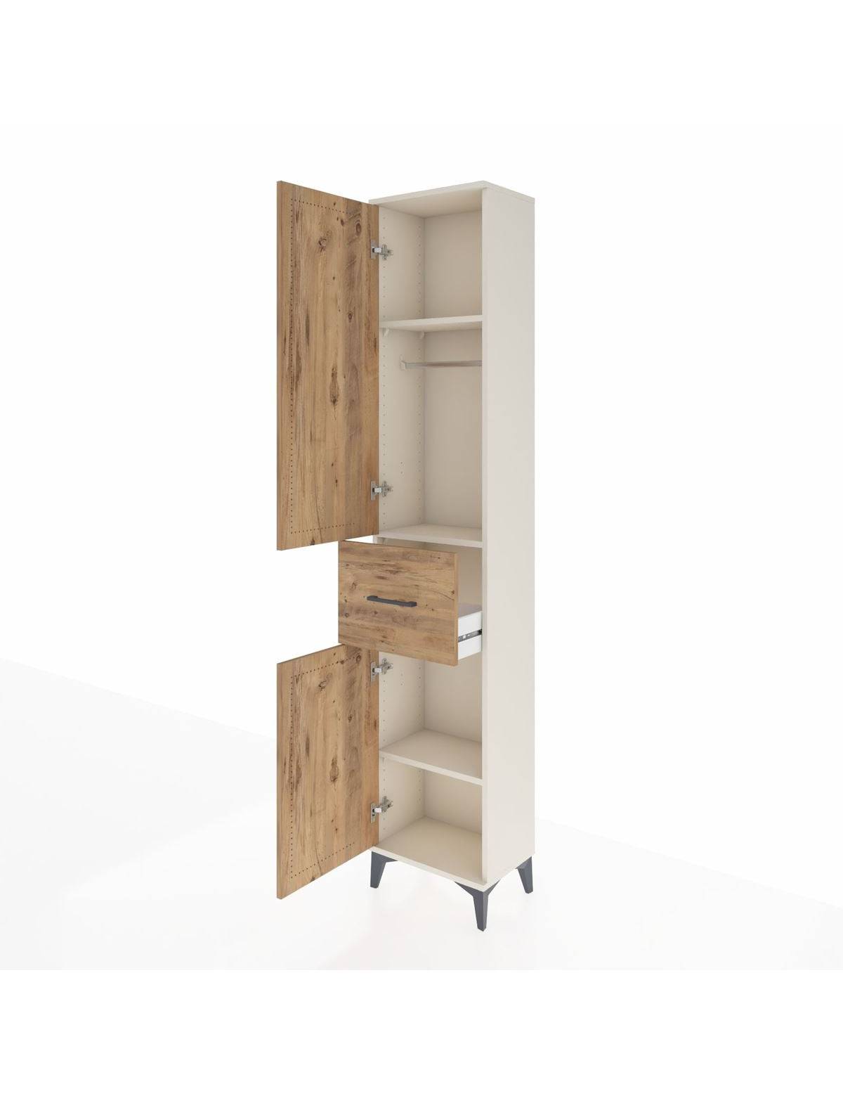Arges Dolap 3 Raflı Tek Çekmeceli Tek Askılı 44x30x221 - S28M193V3A