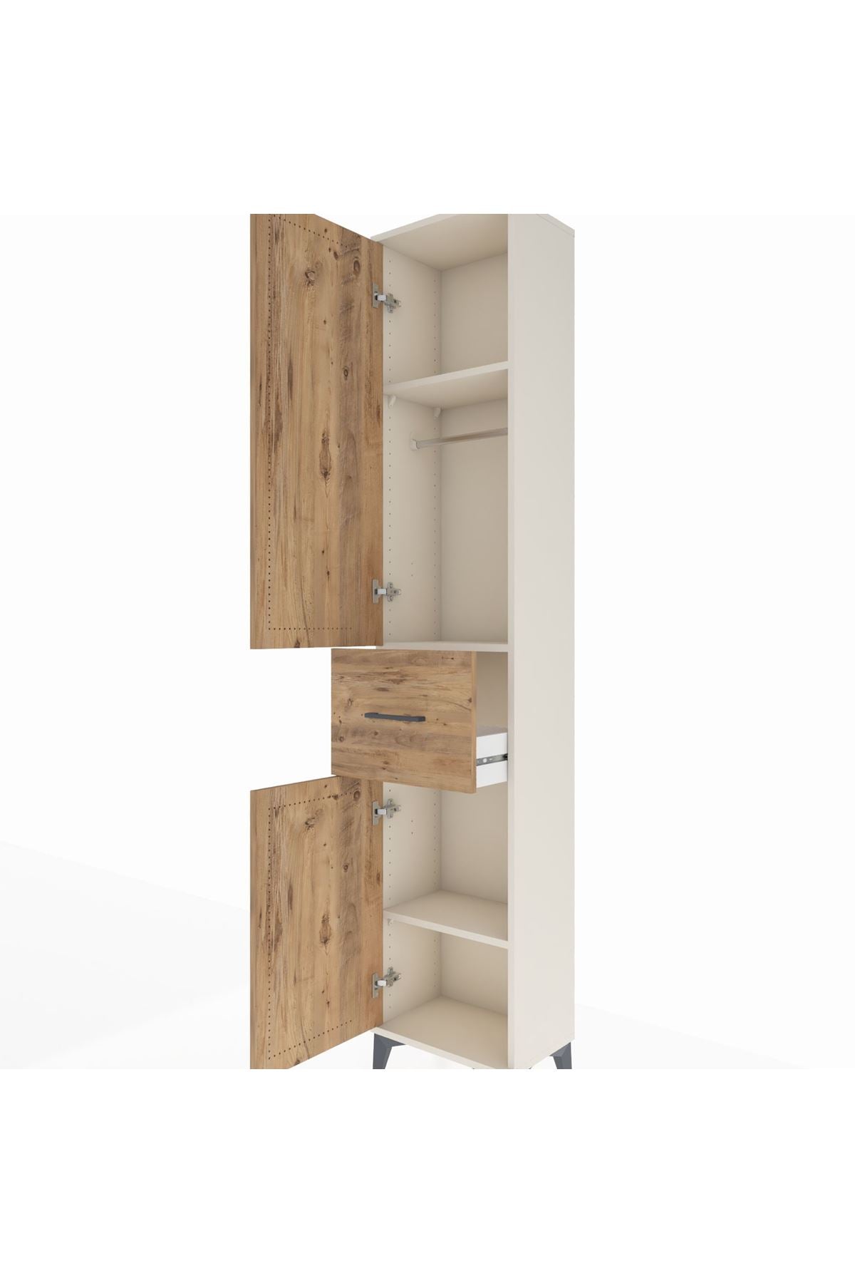 Arges Dolap 3 Raflı Tek Çekmeceli Tek Askılı 44x30x221 Aytaşı-Çam