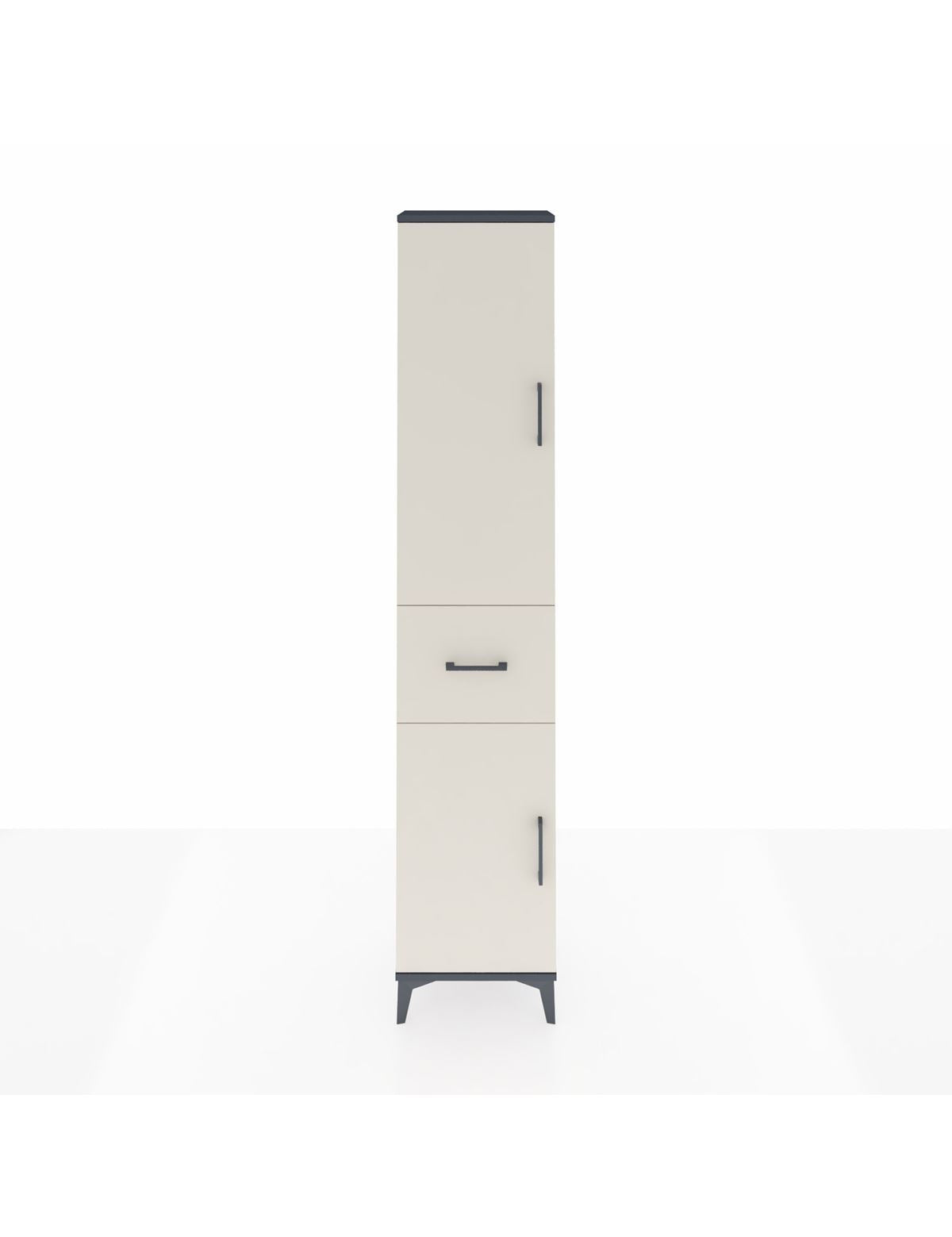 Arges Dolap 3 Raflı Tek Çekmeceli Tek Askılı 44x30x221 Antrasit-Aytaşı