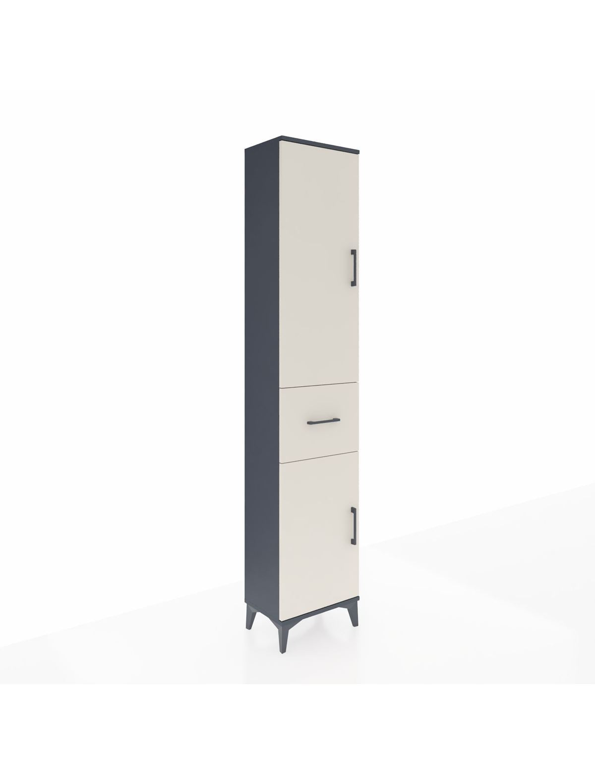 Arges Dolap 3 Raflı Tek Çekmeceli Tek Askılı 44x30x221 Antrasit-Aytaşı