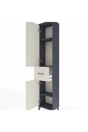 Arges Dolap 3 Raflı Tek Çekmeceli Tek Askılı 44x30x221 Antrasit-Aytaşı