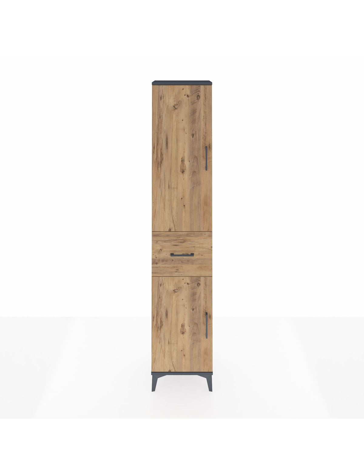 Arges Dolap 3 Raflı Tek Çekmeceli Tek Askılı 44x30x221 Antrasit-Çam