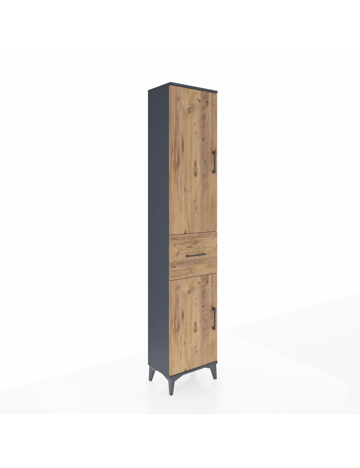 Arges Dolap 3 Raflı Tek Çekmeceli Tek Askılı 44x30x221 Antrasit-Çam