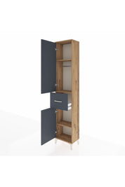 Arges Dolap 3 Raflı Tek Çekmeceli Tek Askılı 44x30x221 Çam-Antrasit