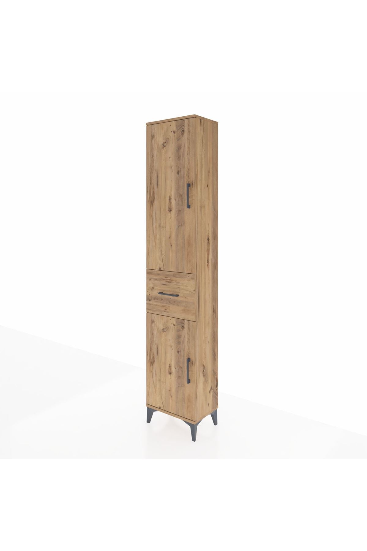 Arges Dolap 3 Raflı Tek Çekmeceli Tek Askılı 44x30x221 Çam-Çam