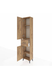 Arges Dolap 3 Raflı Tek Çekmeceli Tek Askılı 44x30x221 Çam-Çam