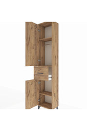 Arges Dolap 3 Raflı Tek Çekmeceli Tek Askılı 44x30x221 Çam-Çam